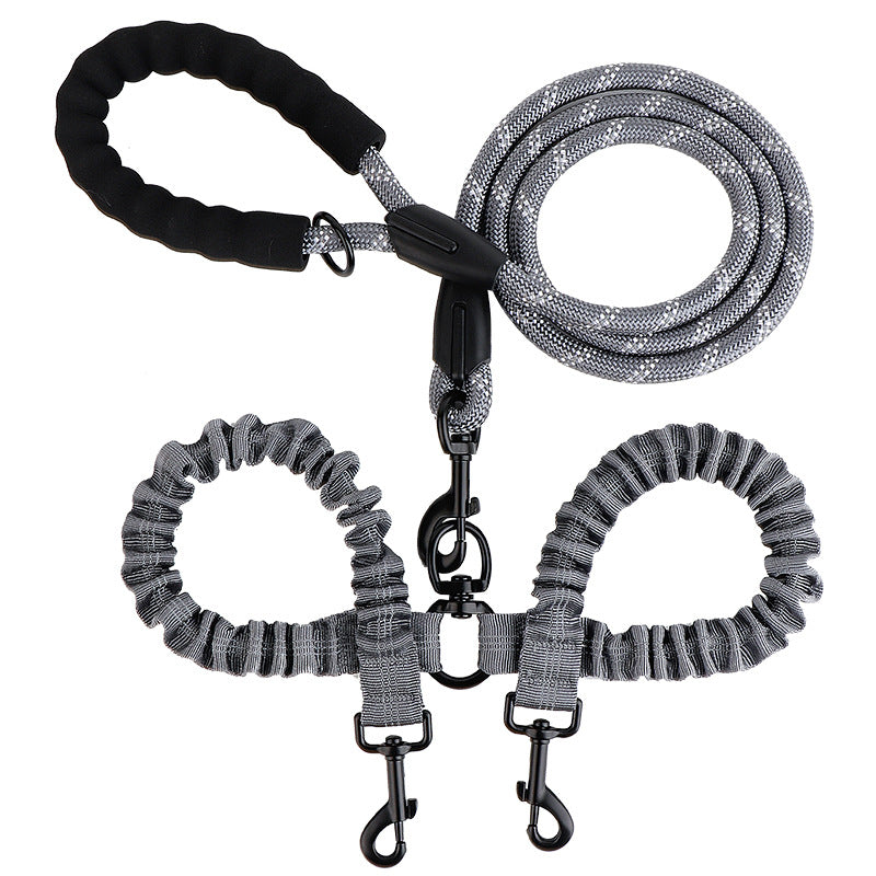 2-in-1 Double Dog Lead with 360° Swivel – Tangle-Free & Shock-Absorbing
