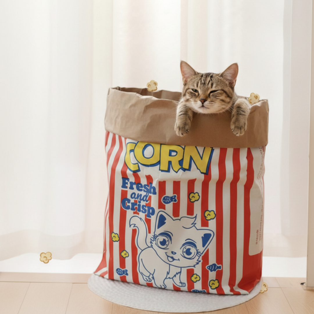 Cat Sleep & Play Cardboard Popcorn Bag – Cat Toys