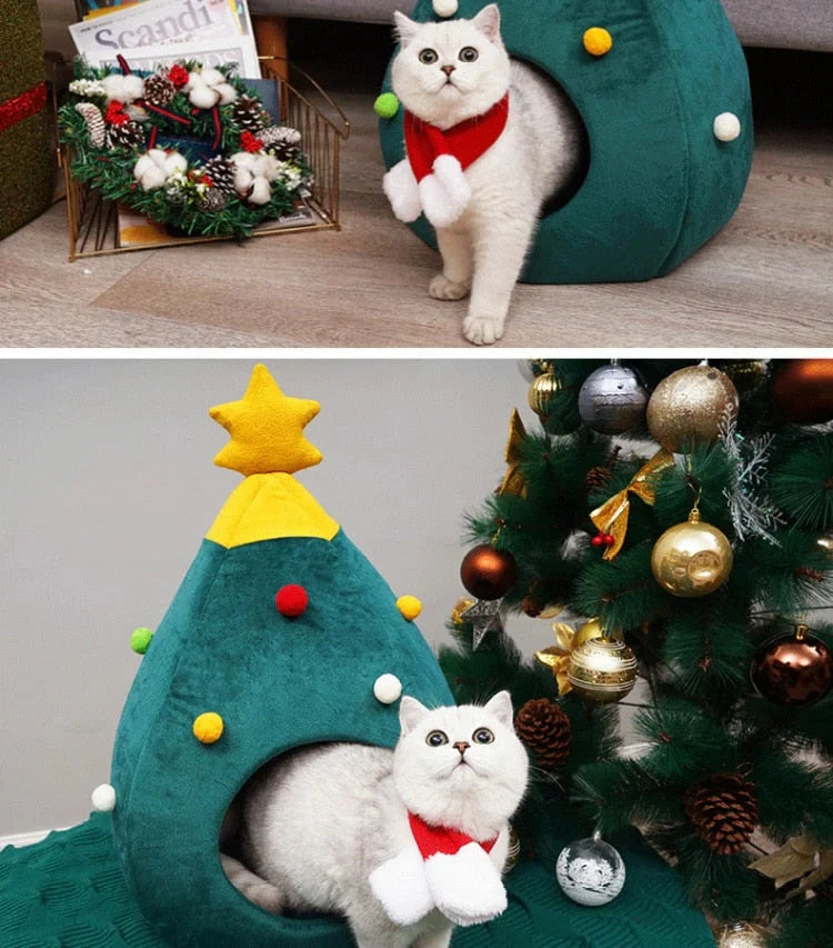 Cat Bed Christmas Tree – CozyTree Haven – Cat Beds