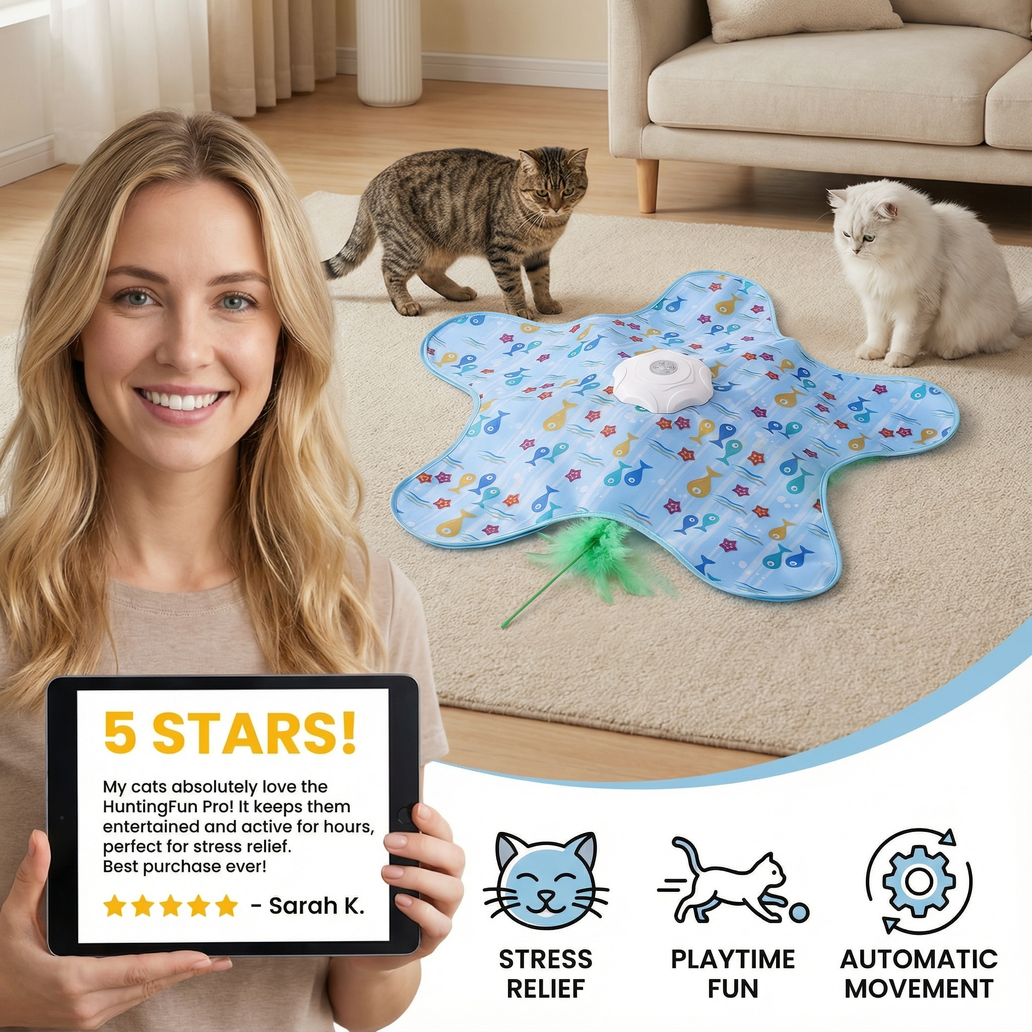 HuntingFun Pro – Automatic cat toy for stress relief and playtime fun