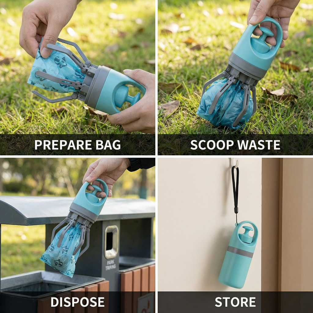 Dog Poop Scooper with Bags – Portable Outdoor Cleaning Set