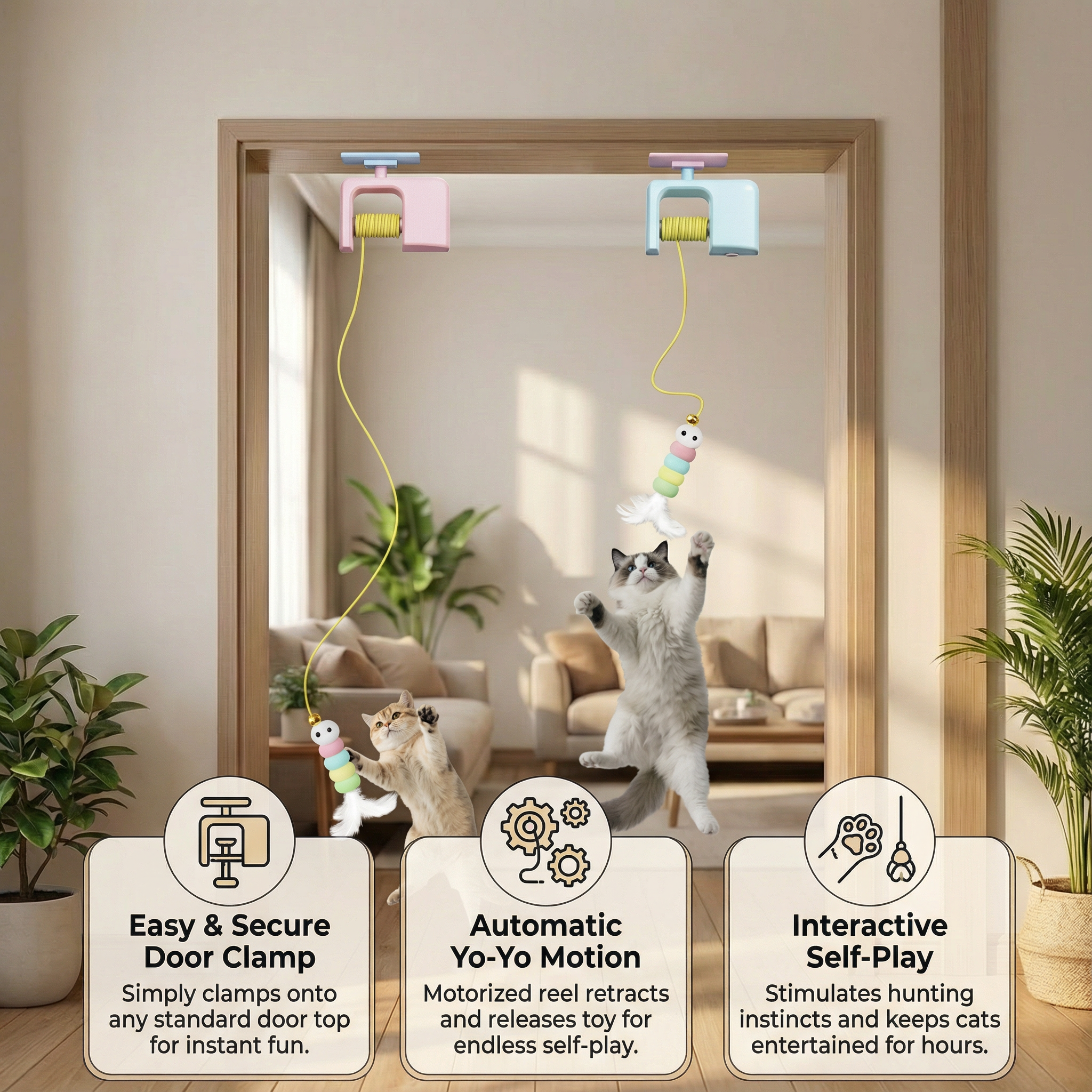 Interactive door yo-yo cat toy with self-play function – Cat Toys