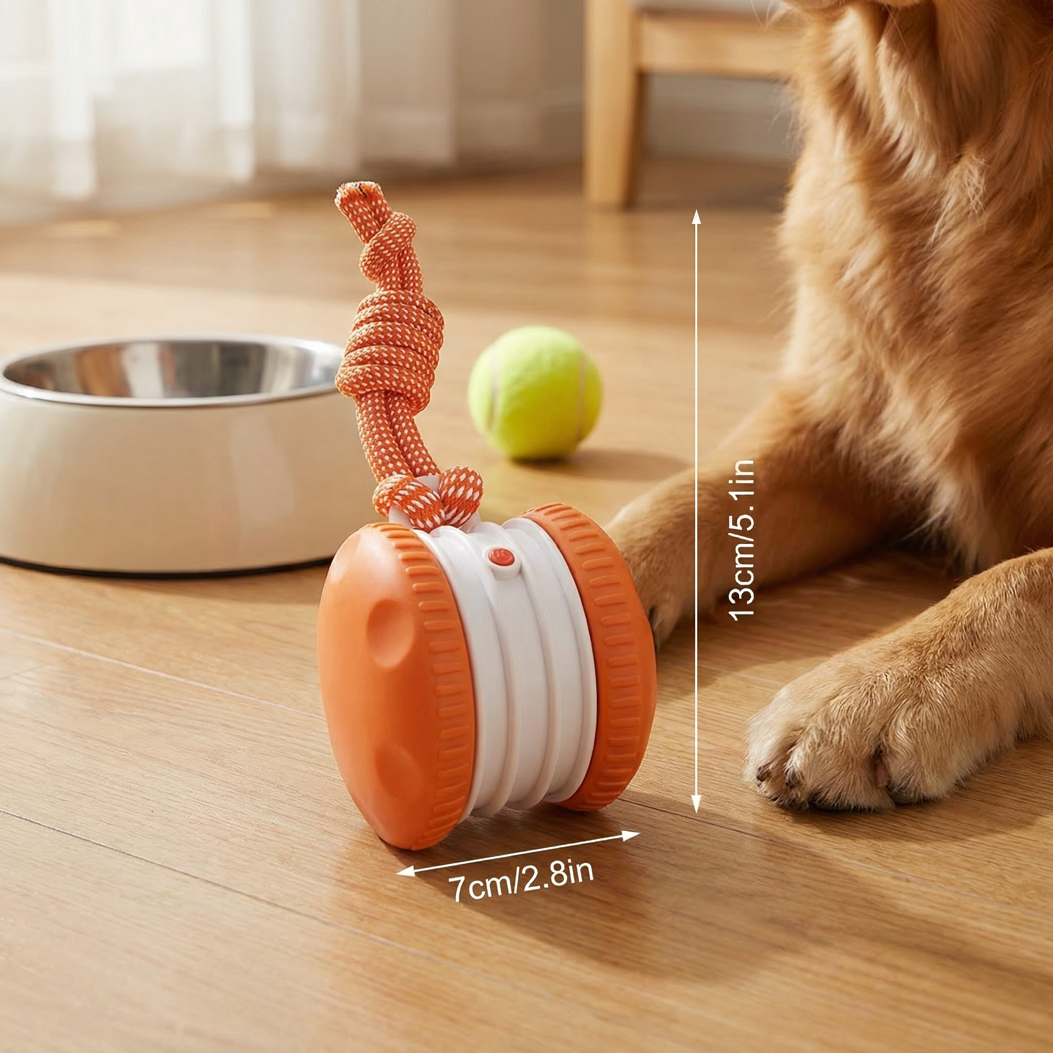 Interactive & Durable Dog Ball – Motion Toy with Tug Rope in Dog Colours
